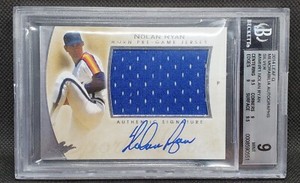 2014 Leaf Q Autographs Worn Pre-Game Jersey Nolan Ryan MINT 9 with Auto 10 HOF!
