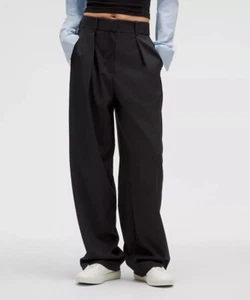 Neu ohne Etikett LULULEMON plissierte Hose vorne mit Leibhöhe SCHWARZ 6 - Bild 1 von 6