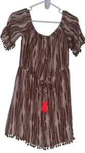 Dizzy Lizzy Off Shoulder Minikleid Gr. M braun hellbraun Boho Hippie Festival - Bild 1 von 6