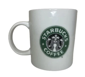 Starbucks Coffee Mug 1999 White Green Siren Mermaid Logo 14 oz Glossy 4" Tall - Picture 1 of 4