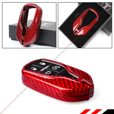 Red Carbon Fiber Key Fob Case For 2013-19 Maserati Quattroporte Ghibli Levante - Image 1 of 4
