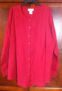 The Paragon Women's Red Fabulous Tunic Top Long Sleeve Cotton Crepe  - Picture 1 of 9