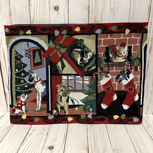 Christmas Table Runner Tapestry 72 X 12 Inch Dogs Cats Lights Stockings Presents - Picture 1 of 6