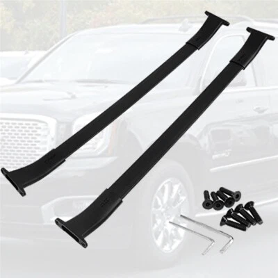 Pair Black Top Rack Roof Rail Cross Bars For 15-19 Cadillac Escalade Yukon Tahoe - Изображение 1 из 4