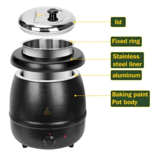 10L Black Commercial Soup Kettle Warmer Stainless Steel For Buffet Restaurant AU - Picture 1 of 11