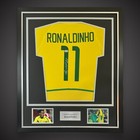 Ronaldinho Hand Signed Brazil Football Shirt Deluxe Framed Beckett Sticker £700
