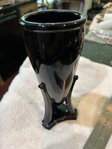 Vintage Black Amethyst Glass Art Deco Vase - Picture 1 of 7