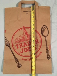 TRADER JOES brown paper shopping bag, 12 x 7” and 17” tall, 2-handle tote sack - Picture 1 of 6
