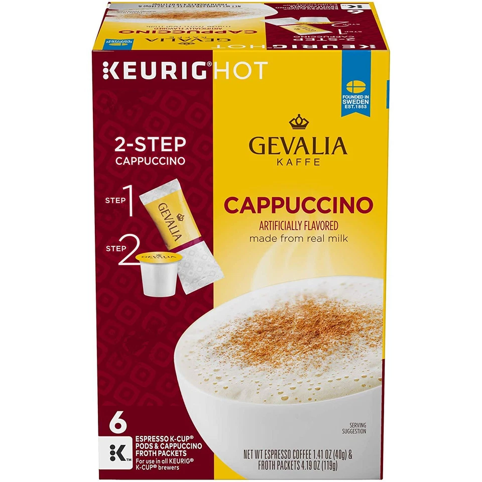 Gevalia Kaffe 2-Step Cappuccino Espresso K-Cup & Froth Packets