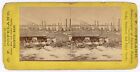 N.O. & MOBILE RAILROAD STATION NEW ORLEANS DOCKS STEAMSHIPS WAGONS STEREOVIEW