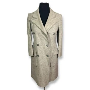 Vintage 70s Calvin Klein Wool Blend Coat Double Breasted Longline Womens 6 Gray - Picture 1 of 15