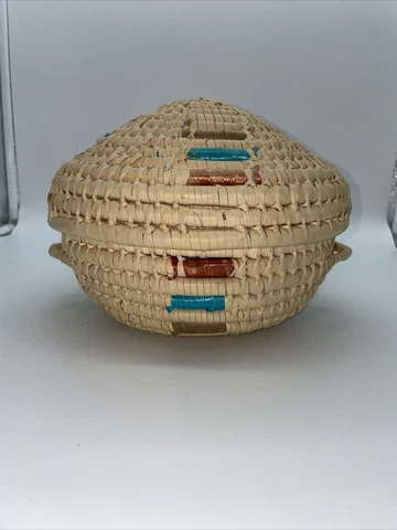 Large Hand Woven Coiled Seagrass Basket with Lid Storage Basket Cover