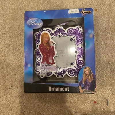 Hannah Montana Vintage Disney Channel Marco Púrpura Brillo Adorno de Navidad Foto 1 de 4