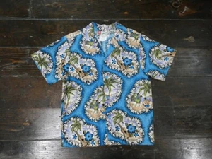 Vintage Youth Hilo Hattie Hula Print Barkcloth Hawaiian Aloha Shirt Kids Sz 10 - Picture 1 of 6