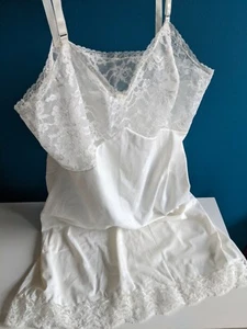 Vtg Vanity Fair 60s Slip Nightgown White Blue Script Tag HTF 34 Small VTG Bridal - Picture 1 of 7