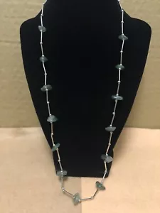 Vintage Silver-Tone Jadeite Necklace - Picture 1 of 9