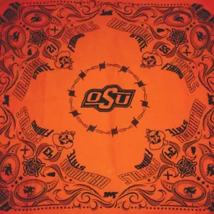 OKLAHOMA STATE UNIVERSITY Pistols Orange Graphic Bandanna 21”x21” - Picture 1 of 6