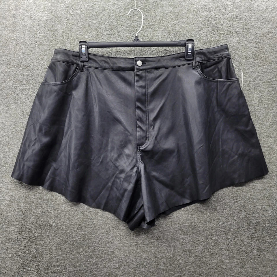 And Now This Trumpet Shorts Women's 26W Black Faux Leather