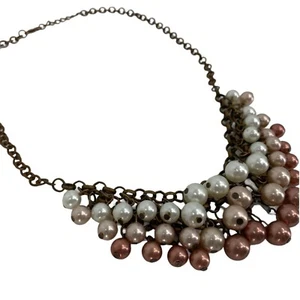 Women’s Copper Chain Pearl Statement Necklace 0143 17.5" - Picture 1 of 5