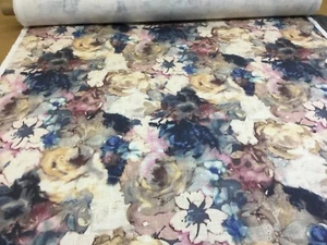 Edinburgh Weavers CECILIA INDIGO Rivestimento/Tende in tessuto floreale di lino - Foto 1 di 4