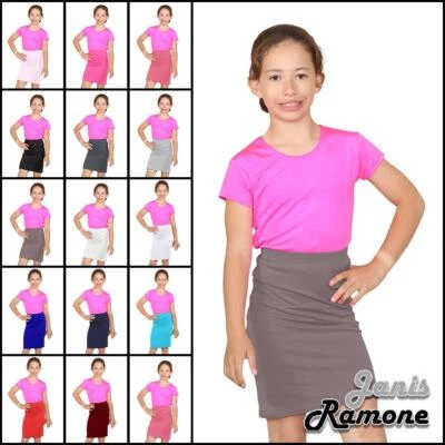 JANISRAMONE Mädchen Midi Rock Uni Gummibund Bodycon Kinder Freizeit Schule Bleistiftrock