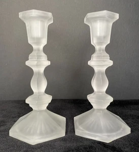 Vintage Frosted Glass Candle Holders-slight glow - Picture 1 of 10