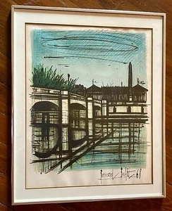 Vintage 1968 Framed Bernard Buffet Lithograph W/COA “Place De La Concorde” - Picture 1 of 11