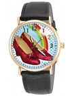 Vintage Wizard of Oz Symbolic Ruby Red Slippers Rainbow Art Brass Wrist Watch