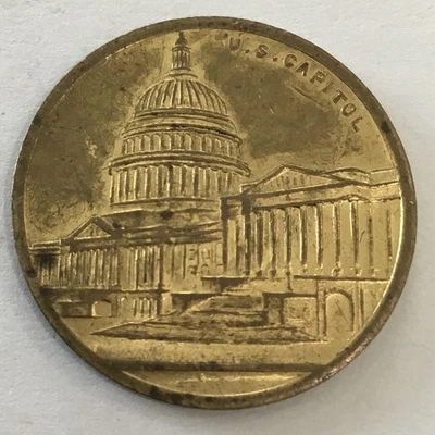 Moneda medalla piedra angular del edificio del Capitolio de Estados Unidos colocada por George Washington DC Foto 1 de 2
