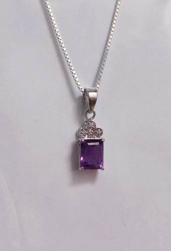 VETEMENTS Ciondolo rettangolare ametista naturale argento sterling 925 fatto a mano gioielli regalo