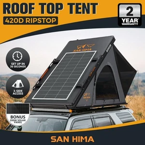 San Hima Kalbarri Lite Rooftop Tent Hardshell Grey+Ladder&Rack+200W Solar Panel - Picture 1 of 10