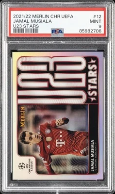 2021-2022 TOPPS MERLIN CHROME UEFA LEAGUE U23 STARS #12 JAMAL MUSIALA PSA 9 - Image 1 of 2