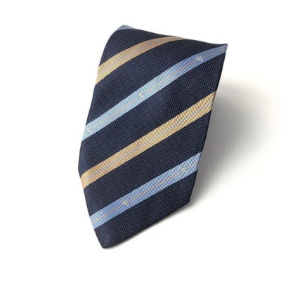 Burberry Stripe Logo Tie Navy Silk 152cm Classic Used Excellent Condition - Image 1 of 4