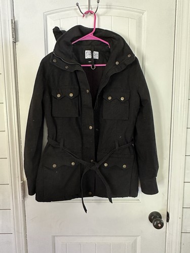 VETEMENTS Levi's Giacca Utility Donna Nera Full Zip Stand Collo con Cappuccio Roll Tab XS