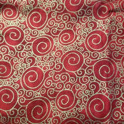 Red Gold Swirl Blank Textiles Cotton Sewing fabric Christmas Crafts 76 x 43 " - Image 1 of 3