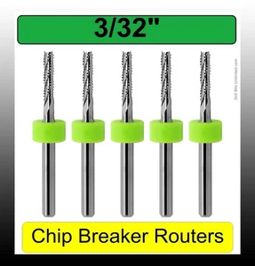 Brocas de enrutador de 3/32" de carburo 1/8" vástago rompe astillas flautas 5 piezas madera MDF urc160 - Imagen 1 de 5