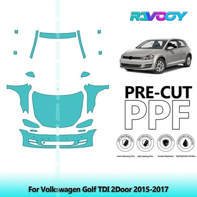 Película de protección de pintura precortada PPF para Volkswagen Golf TDI 2 puertas 2015-2017 Foto 1 de 4