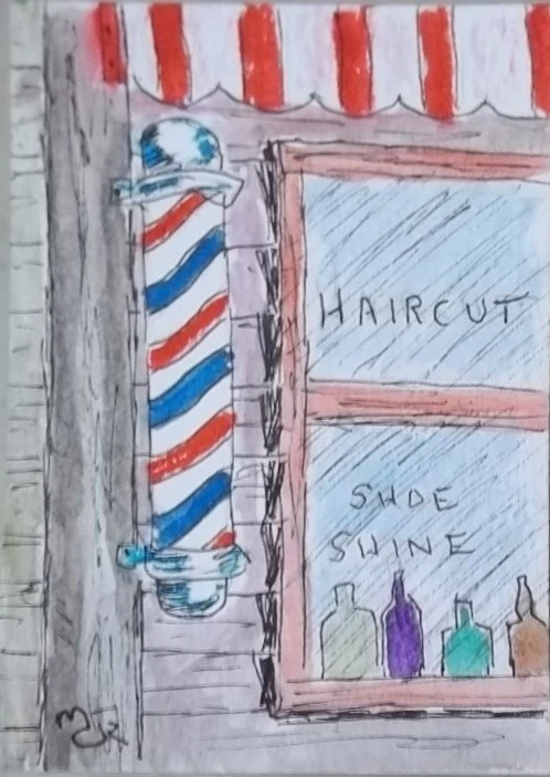 Original ACEO Miniature Art - The Old Barber Shop - Image 1 of 1