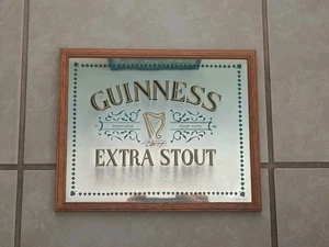 Vintage Guinness Extra Stout Advertising Bar Mirror 11"X9" - Picture 1 of 2