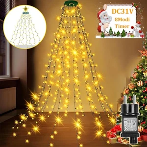 LED Christbaumbeleuchtung mit Ring Weihnachtsbaum Lichterkette Außen Innen Timer - Bild 1 von 24