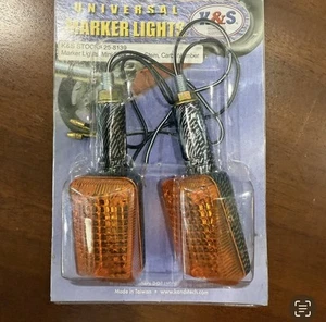 K&S 258139 Universal Mini Stalk Turn Signals/Marker Lights Long Carbon/Amber ￼￼ - Imagen 1 de 5