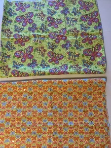 60’s Inspired Fabric Butterflies W/Sparkly Prism Dots 2 Pieces Bright Colorful - Picture 1 of 6