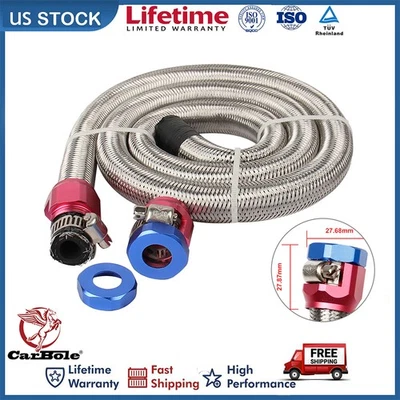 Kit de reparación de línea de combustible de aceite de manguera de 3/8" de 3 pies con abrazaderas trenza flexible de acero inoxidable gas Foto 1 de 4