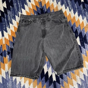 Vintage Rocawear Black Jean Shorts Jorts Mens Sz 40 Hip Hop Baggy Skater Wide - Picture 1 of 9