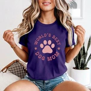 Dog Mom Paw Print Womens T-Shirt Animal Lover Graphic Tee - Picture 1 of 12
