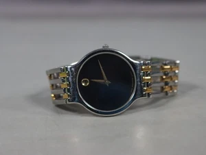 MOVADO Esperanza 84 19 861/1.4 Quartz Wristwatch SS GP Black Dial, SAPHIRE CRYST - Picture 1 of 10