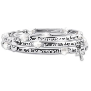 The Lords' Prayer Sparkling Crystal Accented Wrap Bracelet - Picture 1 of 2