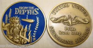 From the Depths Submarine Service Challenge Commemorative Coin USN King Neptune - Picture 1 of 1