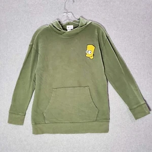 Old Navy x Pop Sugar Boys Sweatshirt Large Green Bart Simpson Hoodie Pullover - Picture 1 of 7