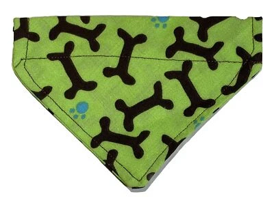 Dog Collar Cover Sixe XXS Green Brown Handmade Fabric  Bandanna 5" Toy Breed NEW - Image 1 of 4